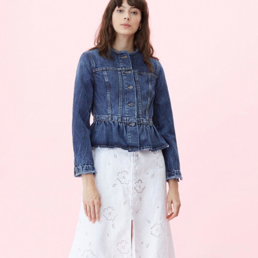 La Vie Rebecca Taylor Denim Peplum Jean Jacket